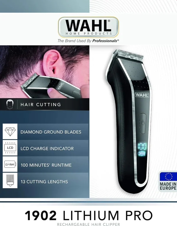 WAHL - Hair Clipper Lithium Pro LCD,18-in-1, Black-1902-0460 - Image 3