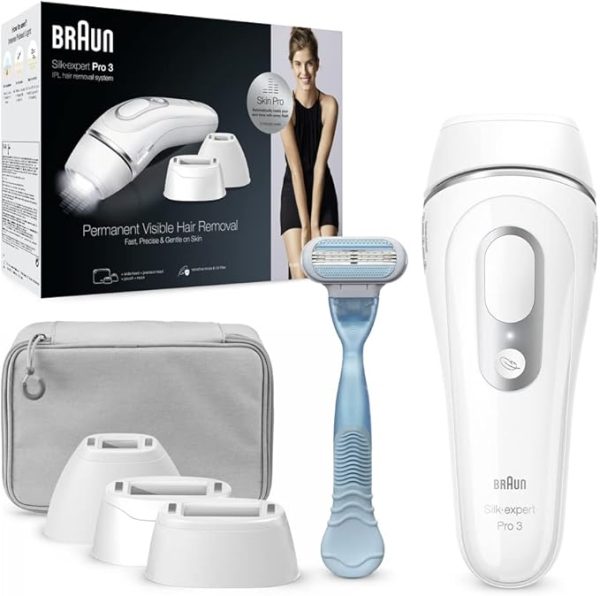 Braun IPL Silk-expert PL 3221, hair removal system for use on body and face, 300,000 flashes with 4 extras : Precision head, Venus razor and premium bag, 150.0 grams 1.0 count - Image 2