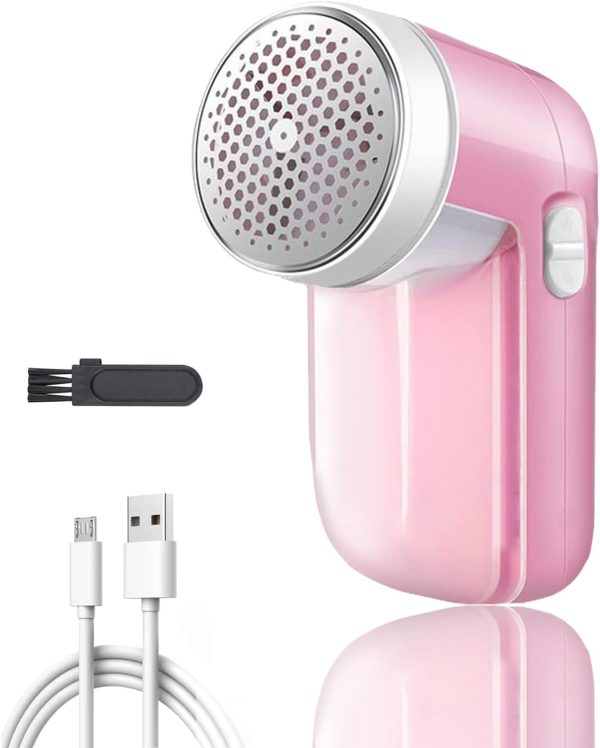 Lint Remover, مزيل النسالات Rechargeable Fabric Shaver Electric Sweater Defuzzer Lints Fuzzs Pilling Pills Trimmer for Clothes and Furniture Cleaning Brush & Fabric Protector(Pink) - Image 3