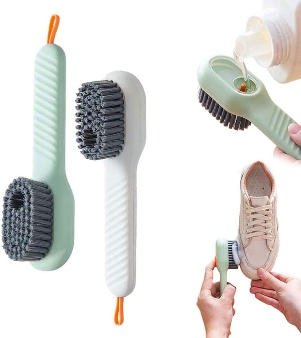 Multifunctional Shoe Brush with Liquid Box,Liquid Adding Soft fur Cleaning Brush,Long Handle Automatic Liquid Adding Cleaning Brush