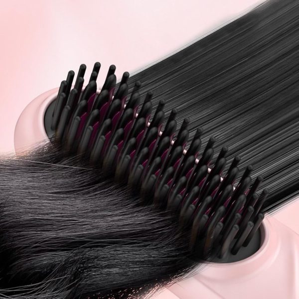 Cordless Hair Straightener Brush, Portable Hair Straightening Comb for Women, Negative Ions, USB Rechargeable, Mini and Lightweight Hair Straightener for Travel (Pink) - Image 4