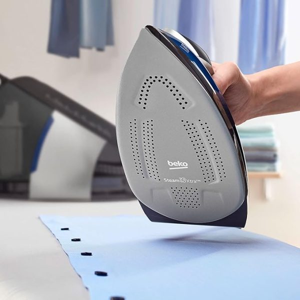 Beko Digital Steam Generator Iron, 2800W, 1.8L Water Tank, 7.2 Bar Pressure, Anti Drip, Anti Calcium System, Digital Display, Vertical Steam SGA8328B - Blue - Image 2