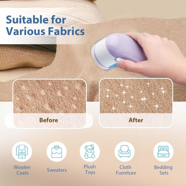 Lint Remover, مزيل النسالات Rechargeable Fabric Shaver Electric Sweater Defuzzer Lints Fuzzs Pilling Pills Trimmer for Clothes and Furniture Cleaning Brush & Fabric Protector(Pink) - Image 4