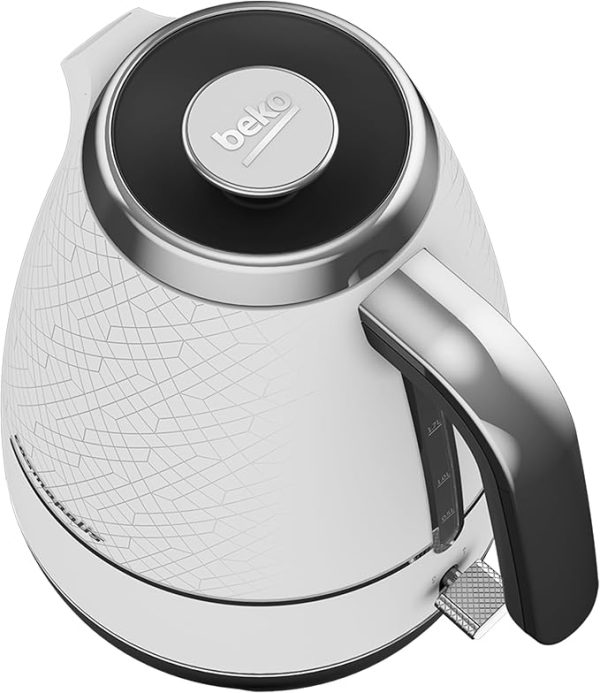 Beko WKM8307CR Cosmopolis Electric Kettle, 1.7L 3000W, LED warning, Auto-Off, Keep Warm function, Dry-boil Protection, 360 Degree Rotating Base, Wireless Use - White/Chrome - Image 3