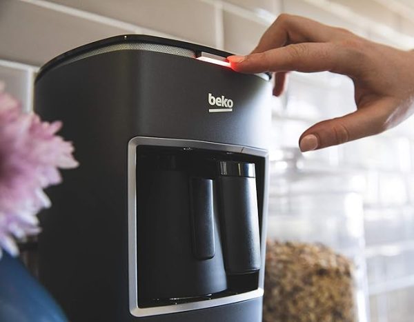 Beko BKK2300 Grey Turkish Coffee Machine Mini, 670 Watts, 1 Pot, 3 Cups Max, One Touch, Anti-Spill - Grey - Image 2