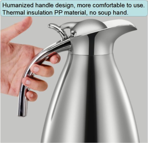 Thermal Coffee Carafe,68oz/2.0L/8Cups Stainless Steel Vacuum Thermal Pot,Double Walled Vacuum Flask,12-hour Heat and 24-hour Cold Retention Water ,Coffee Dispenser and Beverage Dispenser Pot - Image 2
